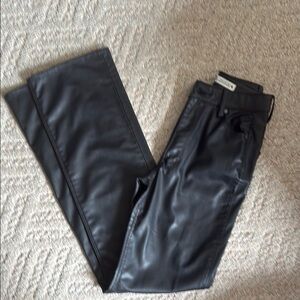 Women's ZARA LEATHER (look) super comfy  Black Jeans. Like new condition